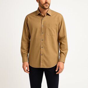 Principe Italian Cotton Dress Shirt Extra Fine Single Needle Camel Neutral XL